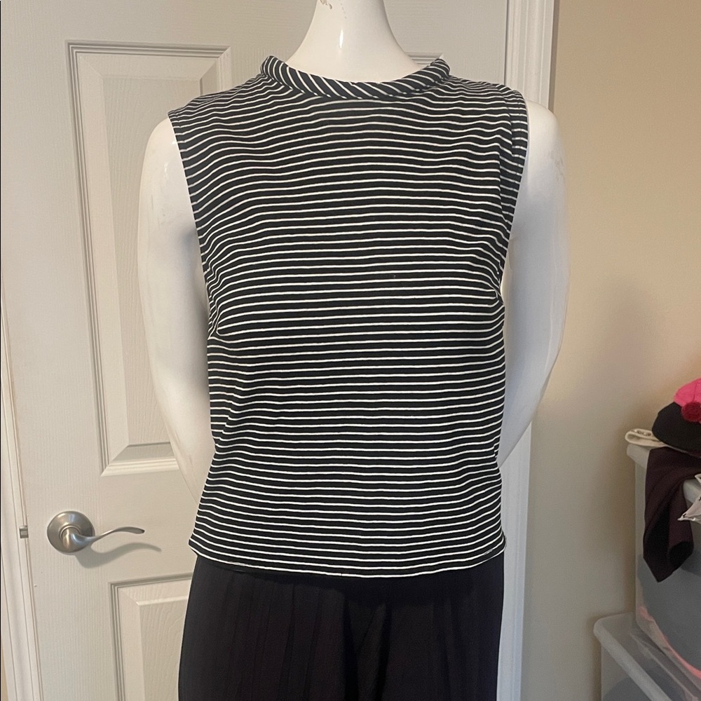 N/ Nicholas 100% Cotton Striped Jersey Open Back Twist Bottom Tank Top 6 NWT